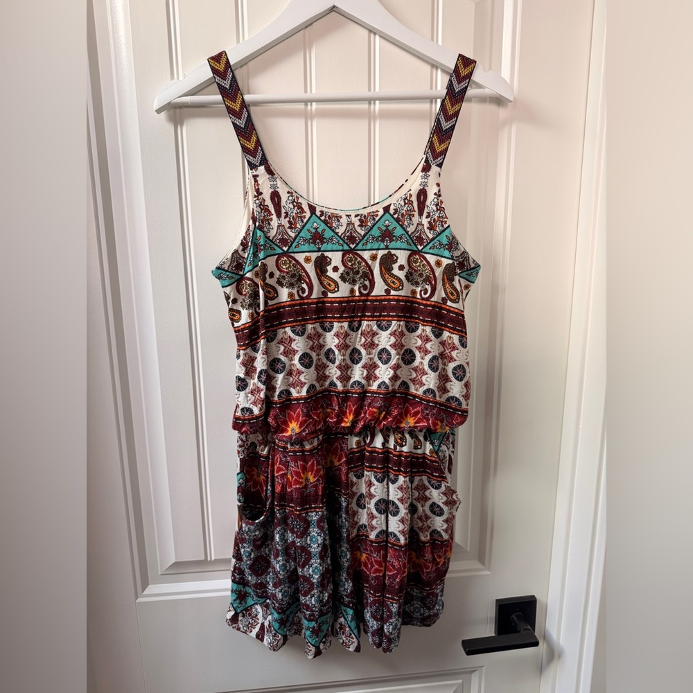 Bohemian Patterned Sleeveless Romper